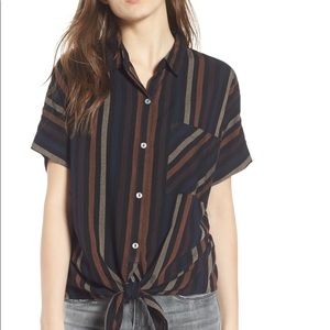 O’Neill Striped Front Tie Top